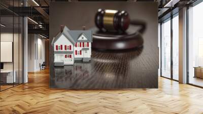 Gavel and Small Model House on Table Wall mural