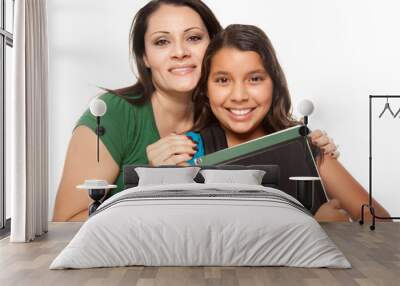 Hispanic Mother and Daughter Ready for School Wall mural