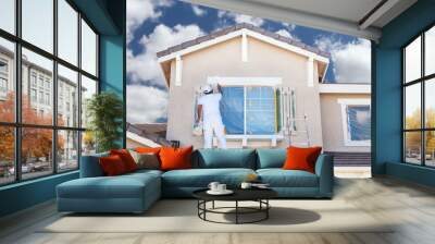 Professional House Painter Painting the Trim And Shutters of A Home. Wall mural