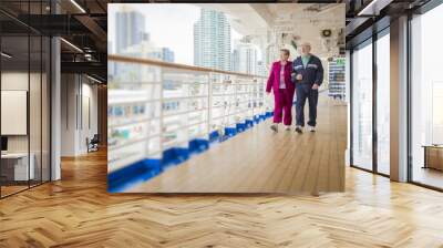 Senior Couple Enjoying The Deck of a Cruise Ship Wall mural