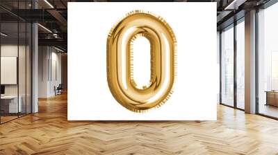 Gold number zero air balloon for baby shower celebrate decoration party on transparent background Wall mural