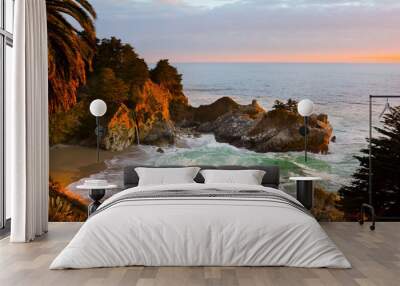 mcway falls in big sur at sunset, california Wall mural