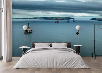 Aerial view of the black island and Cromarty firth in the north east highlands of Scotland during autumn Wall mural