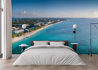 panoramic landscape aerial view of the tropical paradise of the cayman islands in the caribbean sea Wall mural