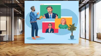 Online Meeting Vector Illustration 2 Wall mural