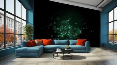 Romantic glittering green backgroung with light bokeh effect Wall mural