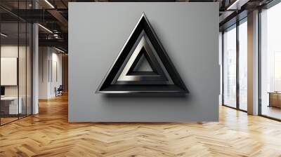 Bushed metal 3D triangle logo design on light background, AI-generative Wall mural