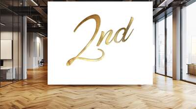 The Golden glitter isolated hand writing word second on transparent background Wall mural