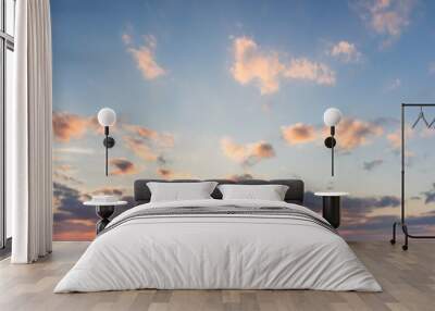 blue panorama of the sky at sunset with clouds and sun Wall mural