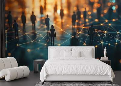 Connecting People with Abstract Network of Lights Wall mural