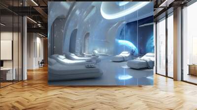 Futuristic Spa Relaxation Room. Serene Interior Design Wall mural