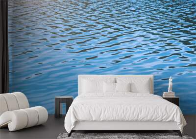 Water surface. Blue water background with soft waves. Texture of the water surface. Wall mural