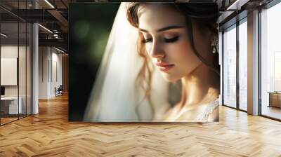 A beautiful young woman on her wedding day Wall mural