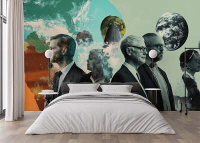 A montage of professionals in the climate science and environmental policy sectors Wall mural