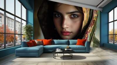 Beautiful young woman from Pakistan Wall mural