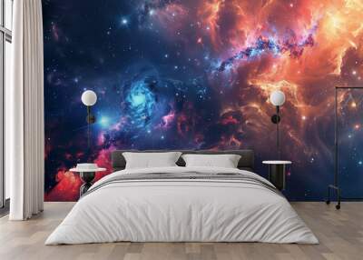 Nebula and galaxies in space. Abstract cosmos background Wall mural