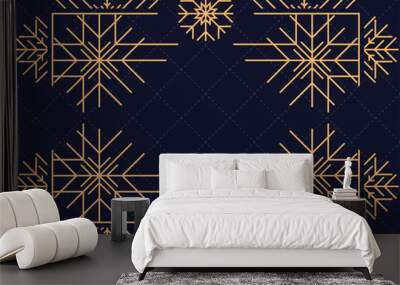 Art deco frame with snowflakes. Vintage linear border.Style of the 1920s and 1930s. Vector illustration Wall mural