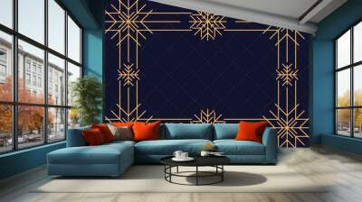 Art deco frame with snowflakes. Vintage linear border.Style of the 1920s and 1930s. Vector illustration Wall mural