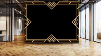 Art deco frame. Vintage linear border. Design a template for invitations, leaflets and greeting cards. Geometric golden frame. The style of the 1920s - 1930s. Vector illustration Wall mural