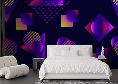 memphis seamless pattern. holographic geometric shapes, gradients, retro style of the 80s. memphis d Wall mural