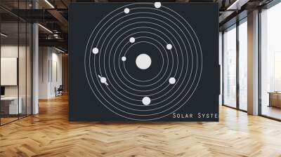 solar system planets, space objects. solar system illustration in original style. vector. Wall mural