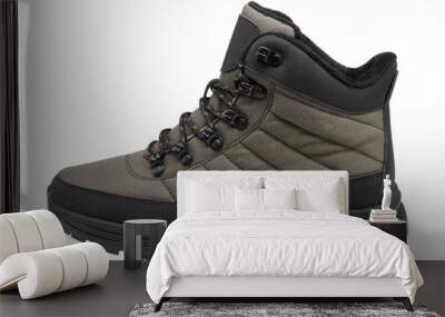 high boots made of strong waterproof fabric, on a white background, casual shoes Wall mural