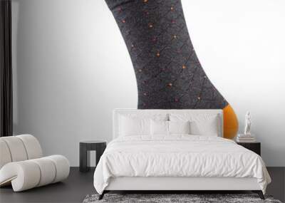 modern stylish volumetric gray sock with colored dots, on a white background Wall mural