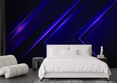 Abstract Elegant diagonal striped purple background and black abstract , dark Wall mural