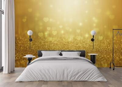 gold abstract heart shape background for valentine and Christmas. Wall mural