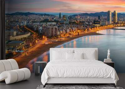 Barcelona beach on morning sunrise Wall mural