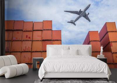 industrial port with containers Wall mural