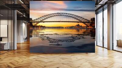 Panorama of Sydney harbour and bridge Wall mural