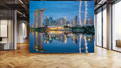 Vertical view of Singapore business center Wall mural