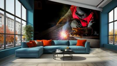 worker work hard with welding process Wall mural