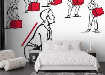 safe handling of heavy items: men Wall mural