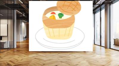 Pie soup stew simple cute icon Wall mural