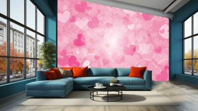 Valentine's day background with hearts Wall mural