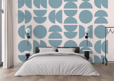 Blue semicircles illustration.Interior design. A painting for a wall. Blue art Wall mural