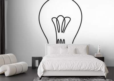 Light bulb. One line bulb. Single line illustration. Lamp art in black and white color	
 Wall mural