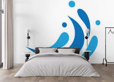 blue sea water high wave design Wall mural