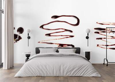 Chocolate Sauce Smear Isolated, Choco Sauce Drop, Cream Line, Melt Chocolate Drizzle Wall mural