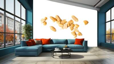 Crumbled Peanuts Isolated, Broken Roasted Arachis Nuts, Heap of Pea Nut Crumbs, Whole Groundnut Pieces Wall mural