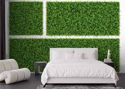 Fake Green Grass or Astroturf Square Background Isolated Wall mural