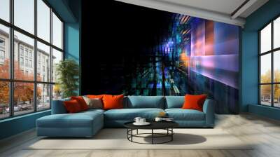 abstract glowing geometric background. modern digital technologies, an element of design and decorat Wall mural