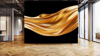 Splashes and drops of liquid oil. Fresh Olive or motor engine oil eco nature golden color close-up. Shine yellow Cosmetic oil or Cosmetic Essence Liquid drop. 3d render Wall mural