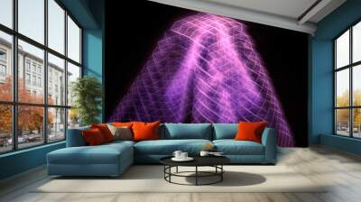 Cube shape grid of purple geometric squares in 3d space concept illustration Wall mural