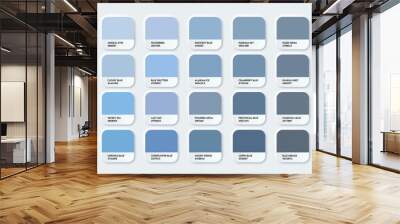 Blue color palette with color code and name. Color samples catalog. Blue with RGB HEX.  Vector EPS 10 Wall mural