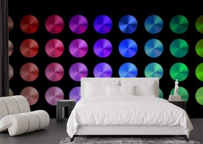 Multi colored radial gradient set. Collection of shiny foil in rainbow colors palette. Vector illustration. Wall mural