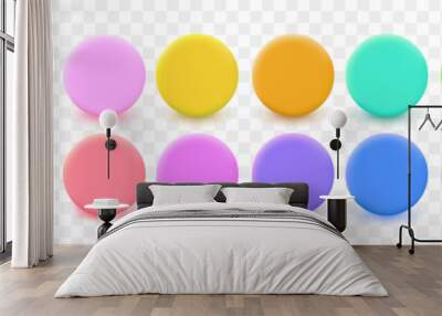 Realistic 3d blank circle set. Vector empty round button collection. Badge emblems Wall mural