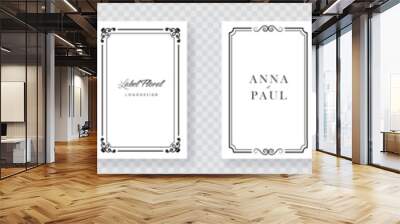 Vector frame set on white paper. Vintage frames for wedding invitation cards, Birthday, festive occasions EPS10 Wall mural